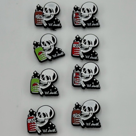 8 PCS Skull ‘Till Death’ Shoe Charms (Shoe Decoration Pins) - Picture 1 of 4